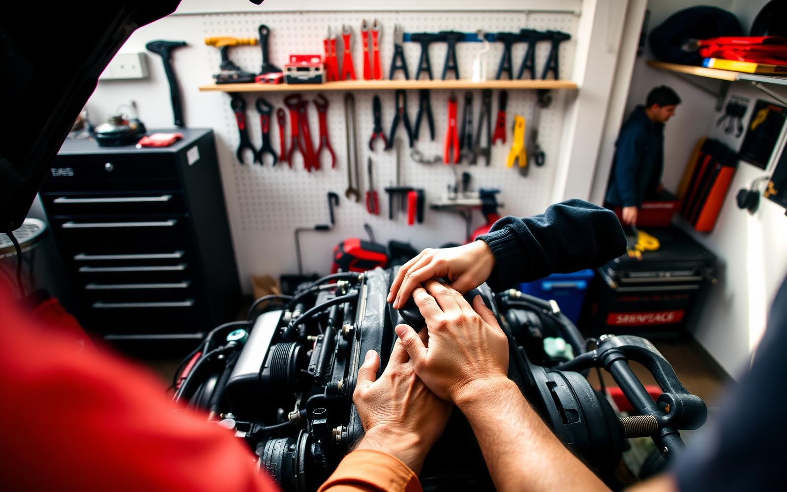 Hands working together in a community workshop
